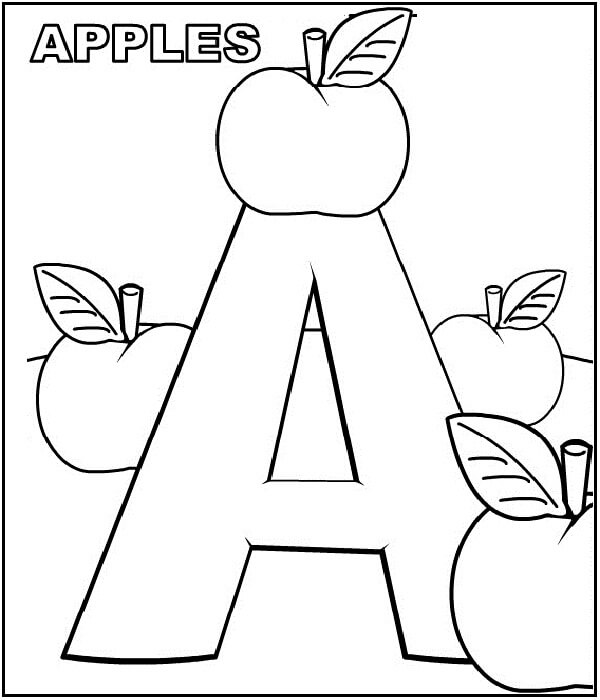 A is for Apple Coloring Page-Stimulating Apple Coloring Pages for Kids to Have Fun With