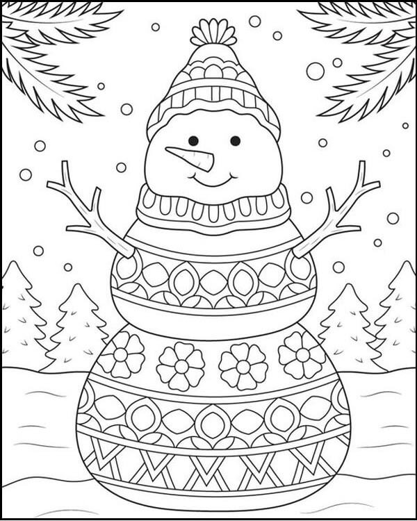 Attractive Snowman Coloring Pages for Adults-Exemplary Snowman Colouring Sheets