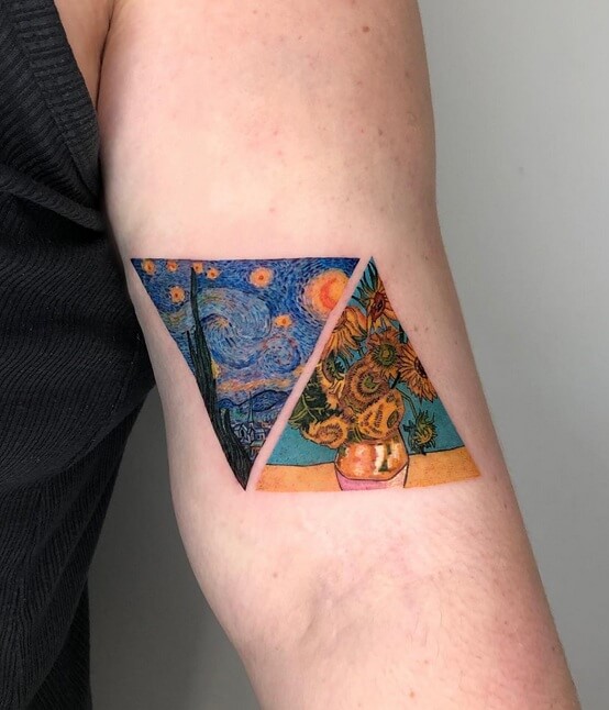 Colored Picture Cosmic Triangle Tattoo-20 Amazingly Inspirational Triangle Tattoos for 2023