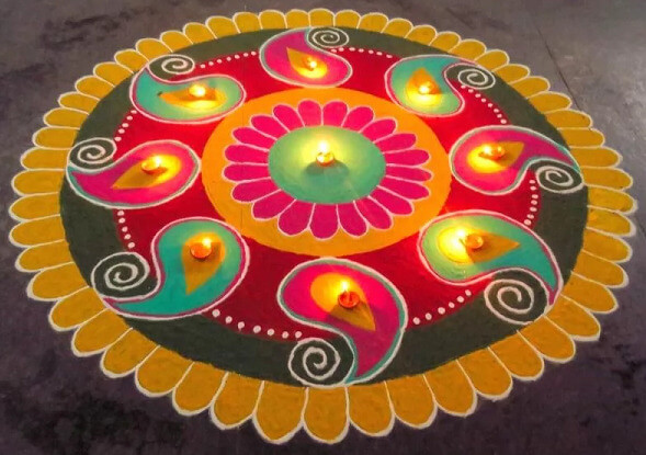 Diyas On Rangoli Diwali Decoration Ideas Designing your own Diya