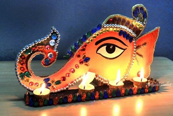 Ganpati Diya Decoration Idea Crafting your own Diya embellishments for 2023