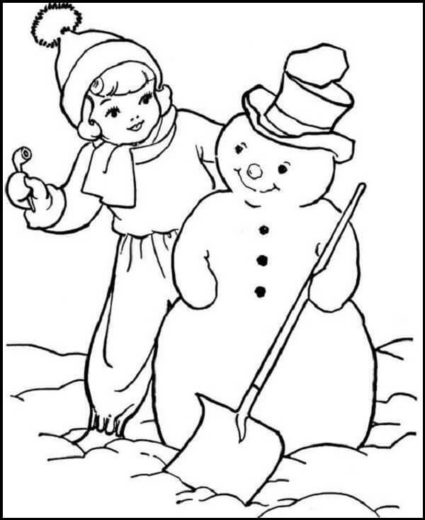 Girl Making Snowman Coloring Pages-Fabulous Snowman Coloring Images