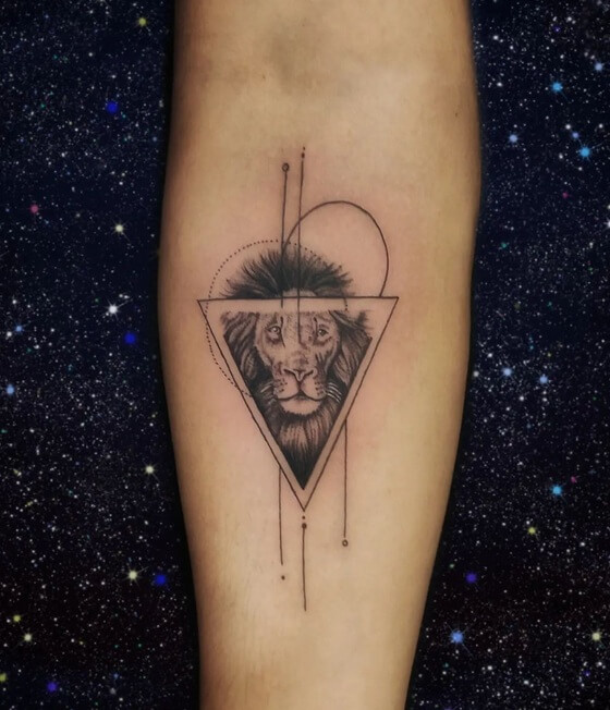 Inverted Triangle Lion Tattoo -20 Inspiring Triangle Tattoo Ideas for 2023