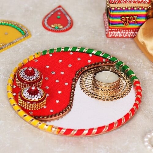 Laxmi Poojan Diya And Thali Decoration Idea Create your own Diya decorations 