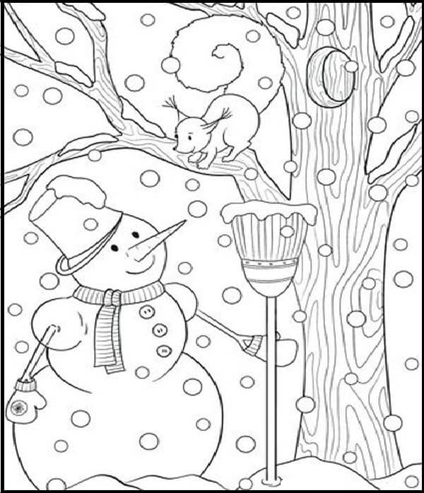 Printable Squirrel And Snowman Pictures-Splendid Snowman Colouring Sheets