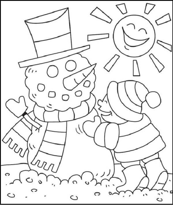 Snowman And Boy Coloring Pages for Kindergarteners-Glorious Snowman Coloring Illustrations