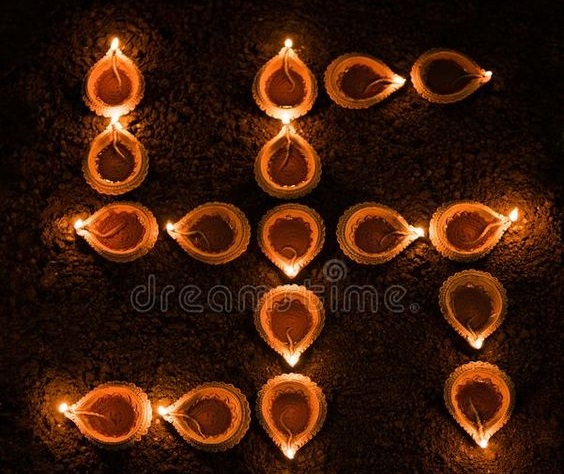 Swastik Style Diya Decoration Home-based Diya decoration