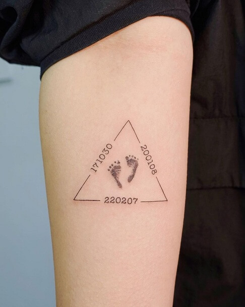 Tattoo With Footprint Design and Date-20 exalting Triangle Tattoo pictures for 2023 