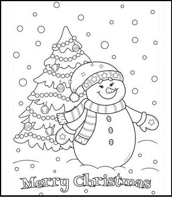 Winter X-mas Tree And Snowman Coloring Pages-Outstanding Snowman Colouring Pages