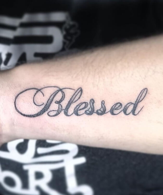 Adorable Blessed Tattoo On The Arm