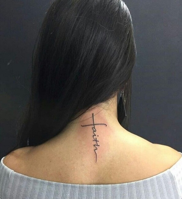 Adorable Faith Cursive Tattoo On Back-1. Fifteen or more motivational faith-based tattoos to show spiritualism