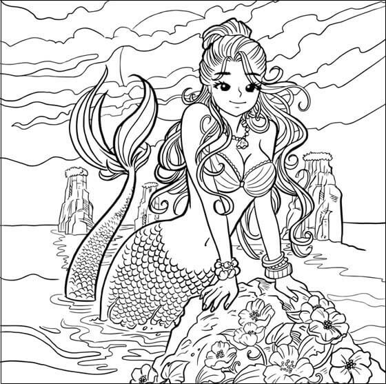 Adorable Mermaid Coloring Pages