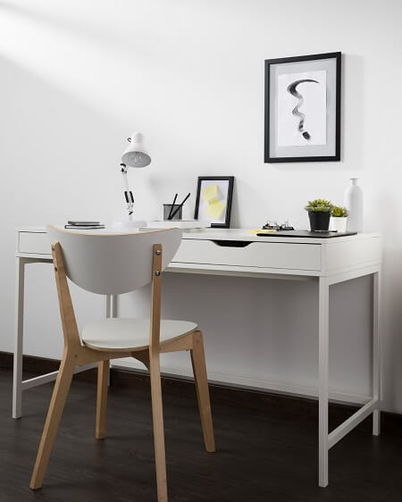 All White Study Room Table Design