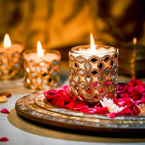 Beautiful Corner Decor Idea Using Candles- Ideas to liven up the traditional Seemantham at home in 2023