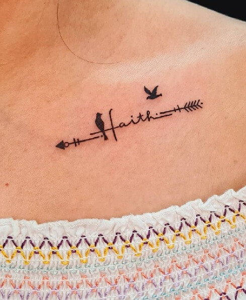 Beautiful Faith With Birds Collarbone Tattoo-Get Inspired with Religious Tattoo Designs