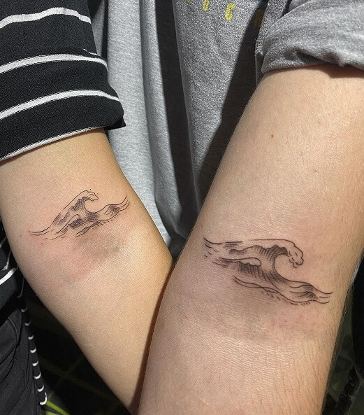 Beautiful Wave Tattoo For Partners