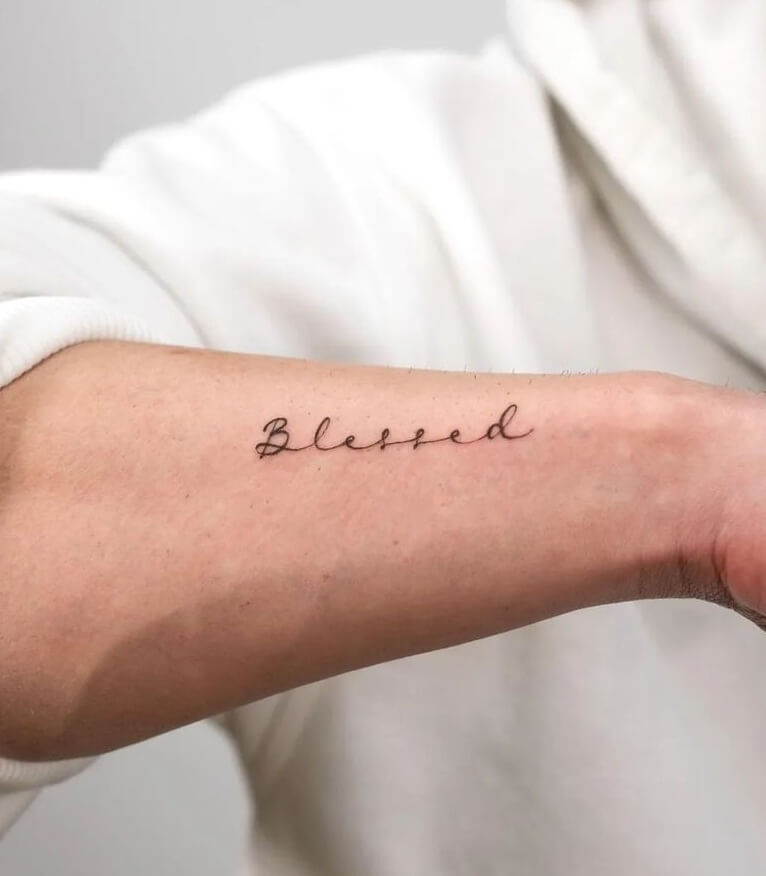 Cute Blessed Forearm Tattoo