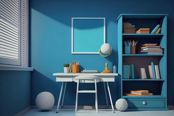  Cute Sky Blue Study Room Design Idea