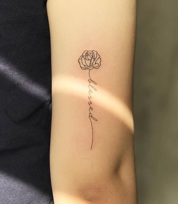 Decent Blessed Tattoo With A Rose