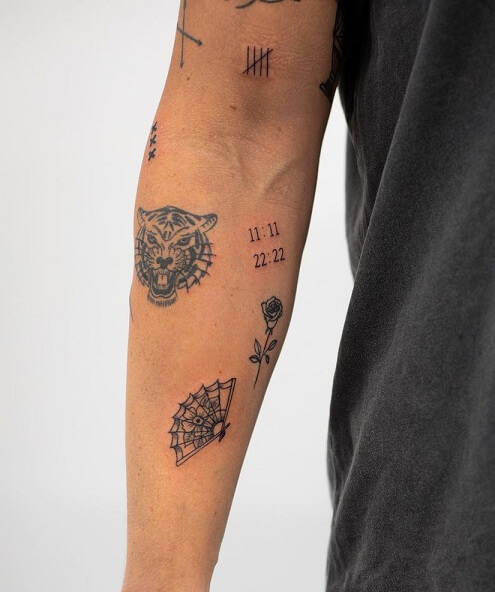 Designer Patchwork Tattoos On Forearm