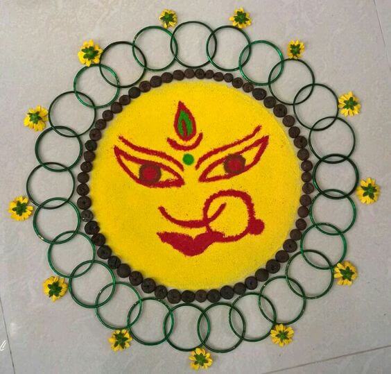 Dussehra Rangoli Design with Bangles