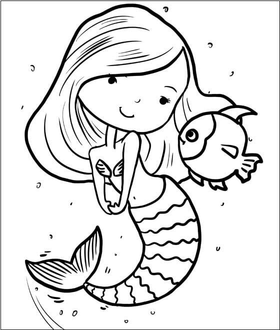 Easy Mermaid Printable Coloring Pages for Toddlers