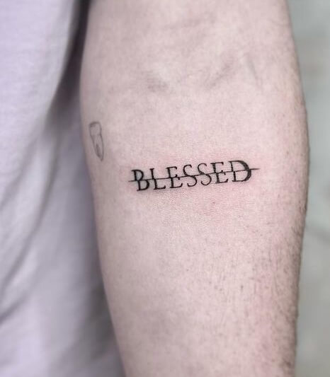 Easy Strike Out Blessed Tattoo Design