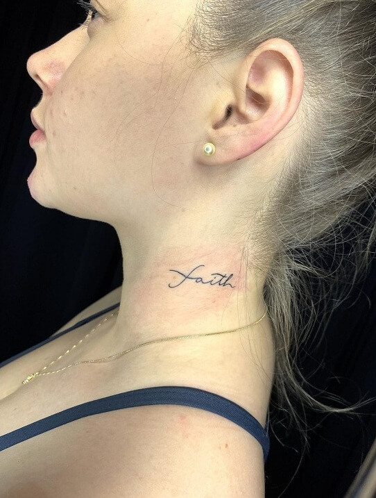 Elegant Faith Neck Tattoo-Capture Your Spiritual Devotion with a Tattoo 