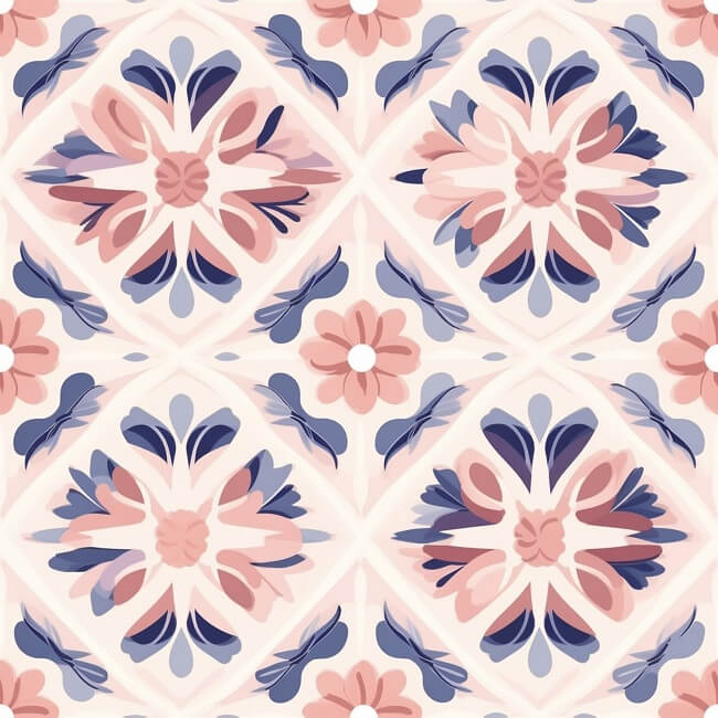 Elegant Flower Tile Designs In Lavender