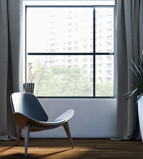 Elegant Living Room Window Glass Design