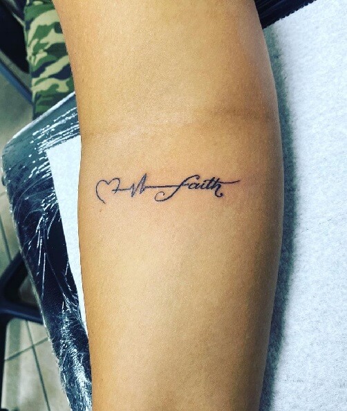 Faith And Love Tattoo With Heartbeat-Get Tattooed with Uplifting Symbols of Faith 