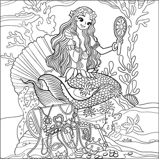 Fancy Mermaid Coloring Pages