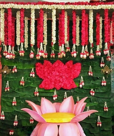 Lotus Flower Thron Seemantham Decoration Idea-Fifteen Creative Ways to Decorate for Seemantham at Home in 2023