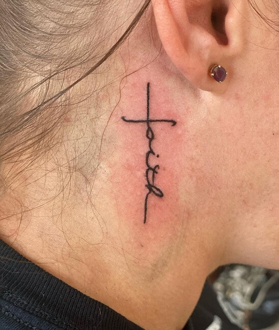 Make Faith Tattoo Near The Ear- Showcase Your Devout Beliefs with Lasting Tattoos 