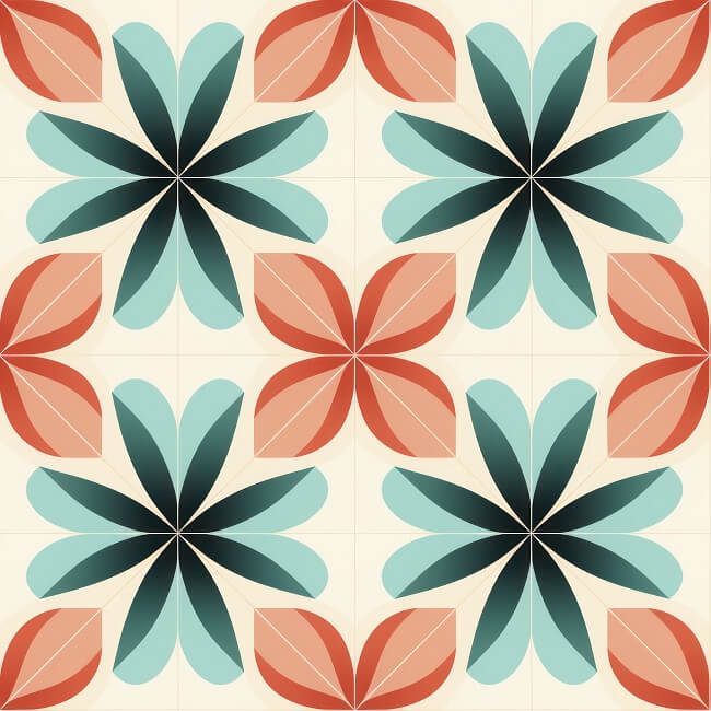 Pastel Flower Design Tiles For The Floor
