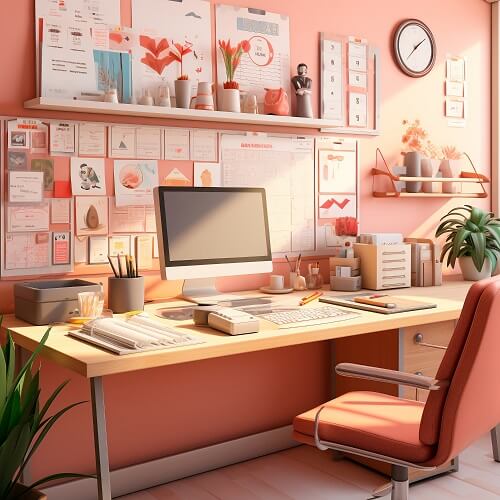 Peach Shade Study Room Design