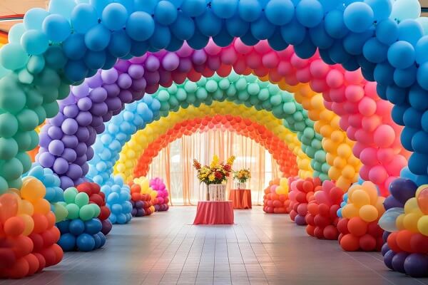 Rainbow Balloon Theme Birthday Decor