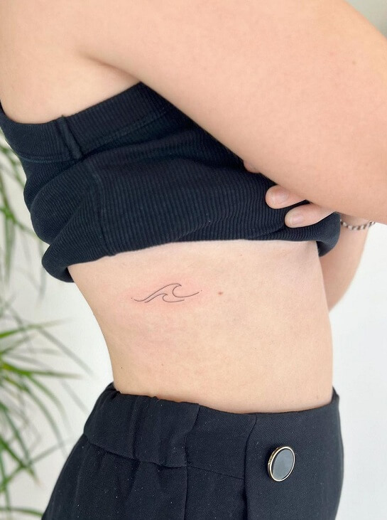 Cute Wave Tattoo on Abdomen