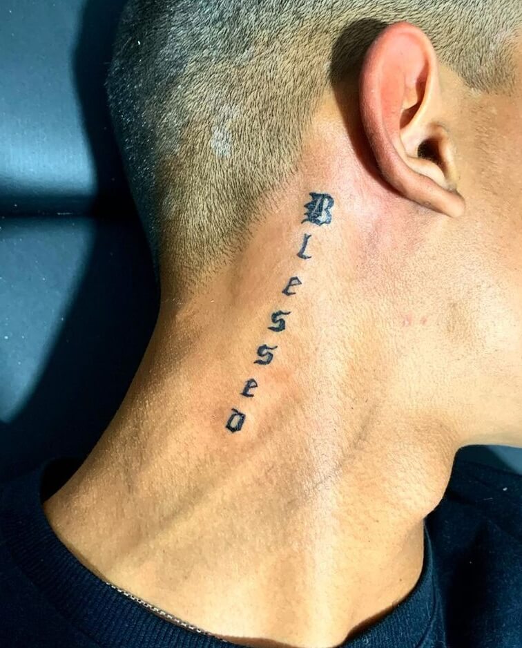 Stylish Blessed Tattoo Ideas On The Neck