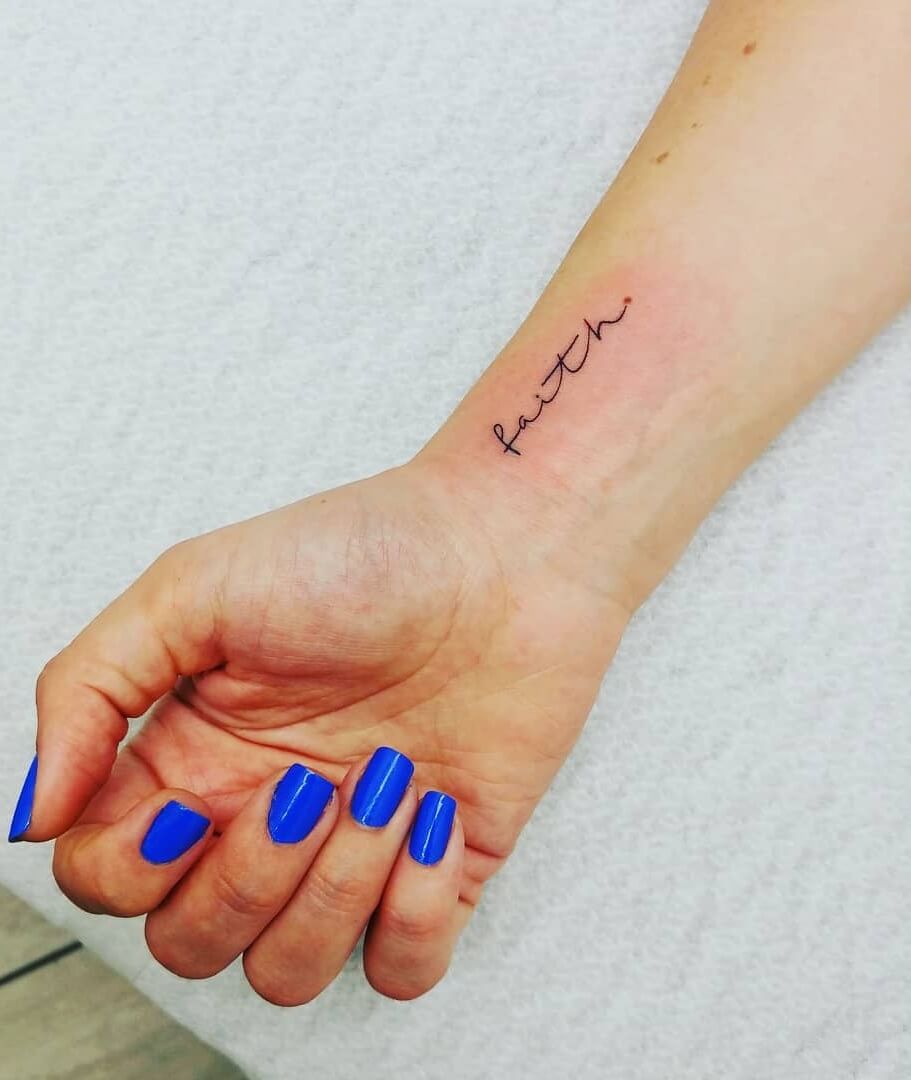 Sweet And Simple Faith Wrist Tattoo- Reveal Your Devotion with Eye-Catching Tattoo Art 