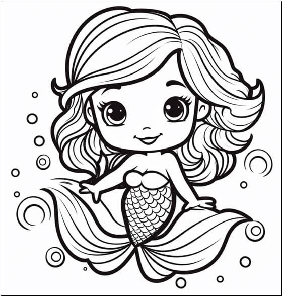 Tiny Mermaid Coloring Pages