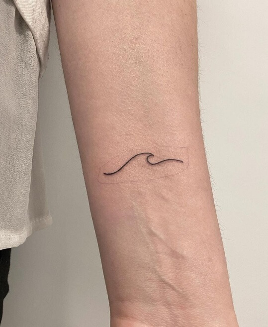 Small Wave Tattoo On Forearm 