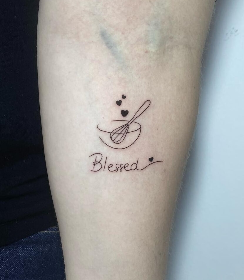 Unique Blessed Tattoo With Hearts