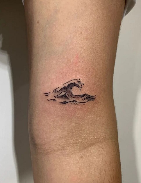 Aqua Wave Tattoo With Grey Shades