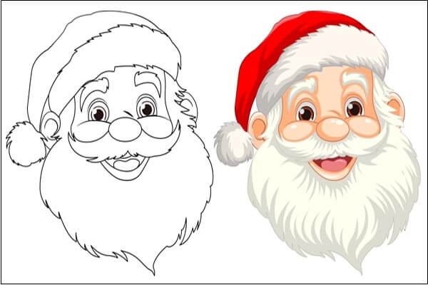 Close-up Portrait of Santa Face - Coloring Pages For Kids