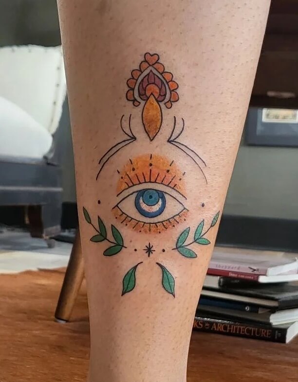 Colorful & Beautiful Evil Eye Protection Tattoo Design