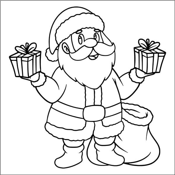 Easy Santa Coloring Page For Kids
