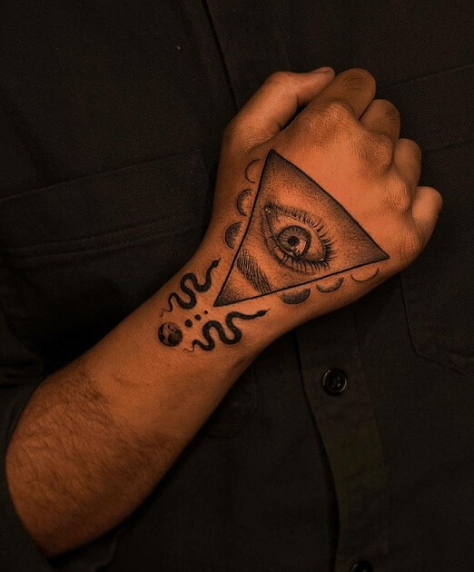 Geometric Shape Evil Eye Tattoo Design 
