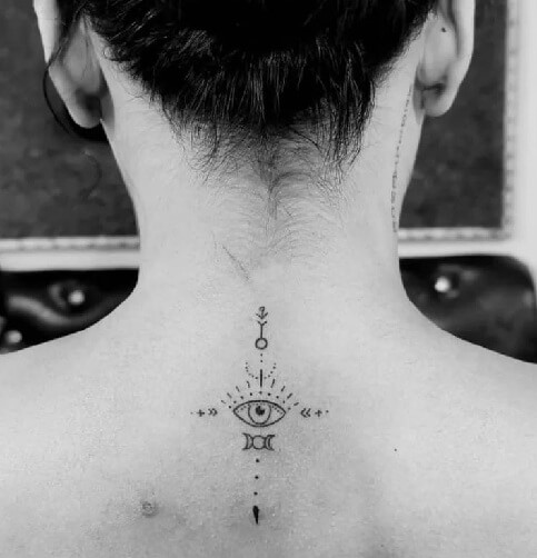Popular Female Greek Evil Eye Tattoo Design