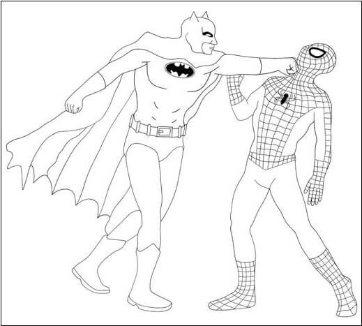 Batman and Spiderman - Coloring Pages For Kids